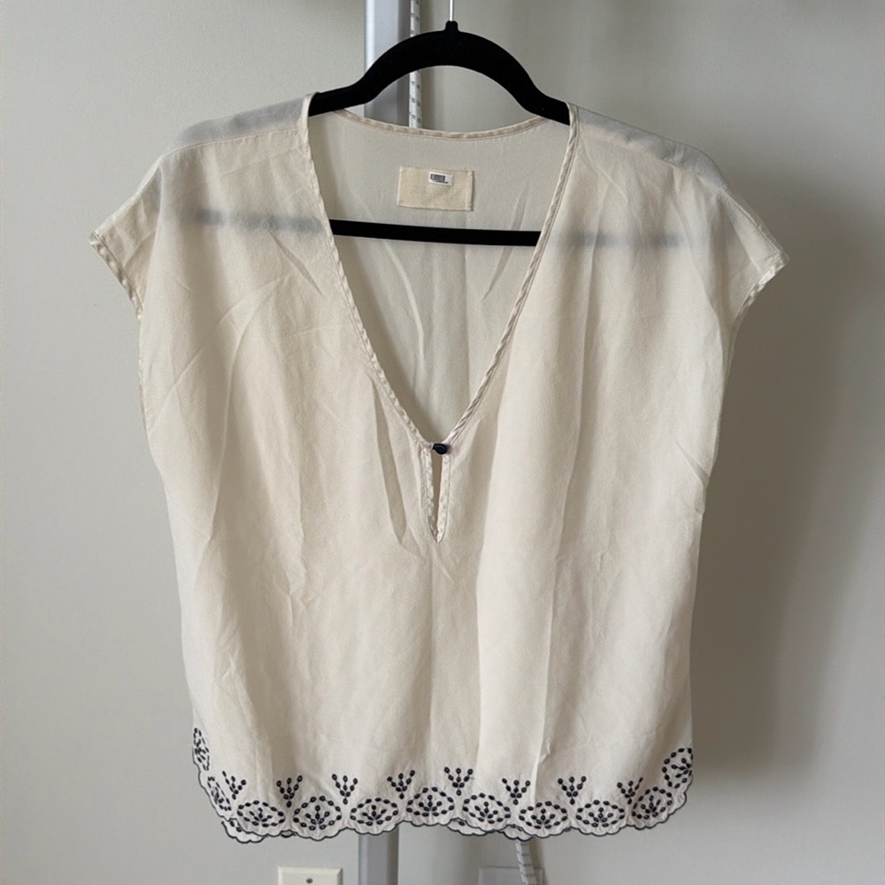 NWOT Zadig & Voltaire ivory off white boxy silk blouse tunic top, size M